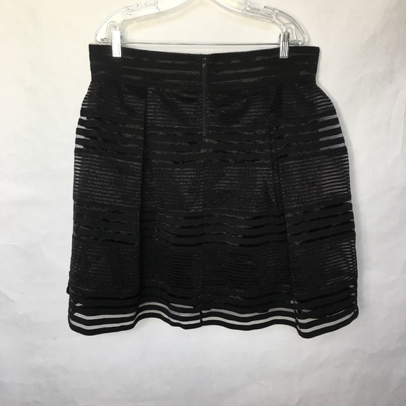Torrid Plus Size Black Striped Sheer Flared Skirt - Picture 2 of 6